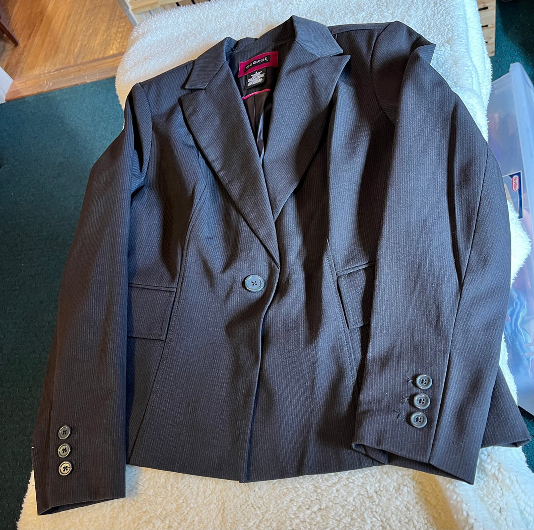 George LS Pin Striped Blk Suit Jacket - size Junior 5