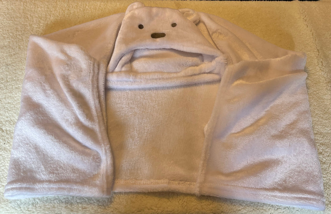 Like New White Hooded Fleece Blanket