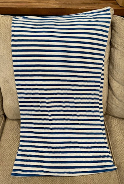 Wide Bl & Wh Striped Knit Infinity Scarf