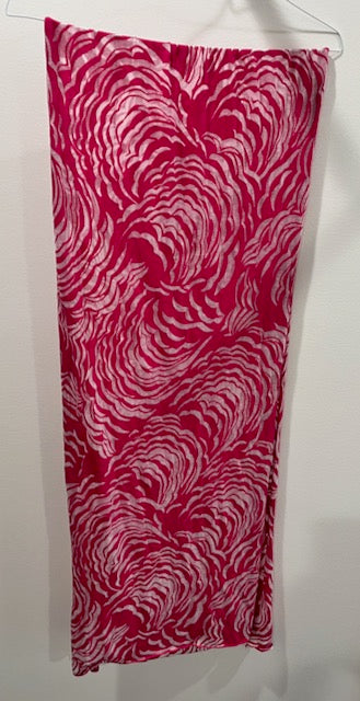 Brt Pink Print Long Knit Scarf