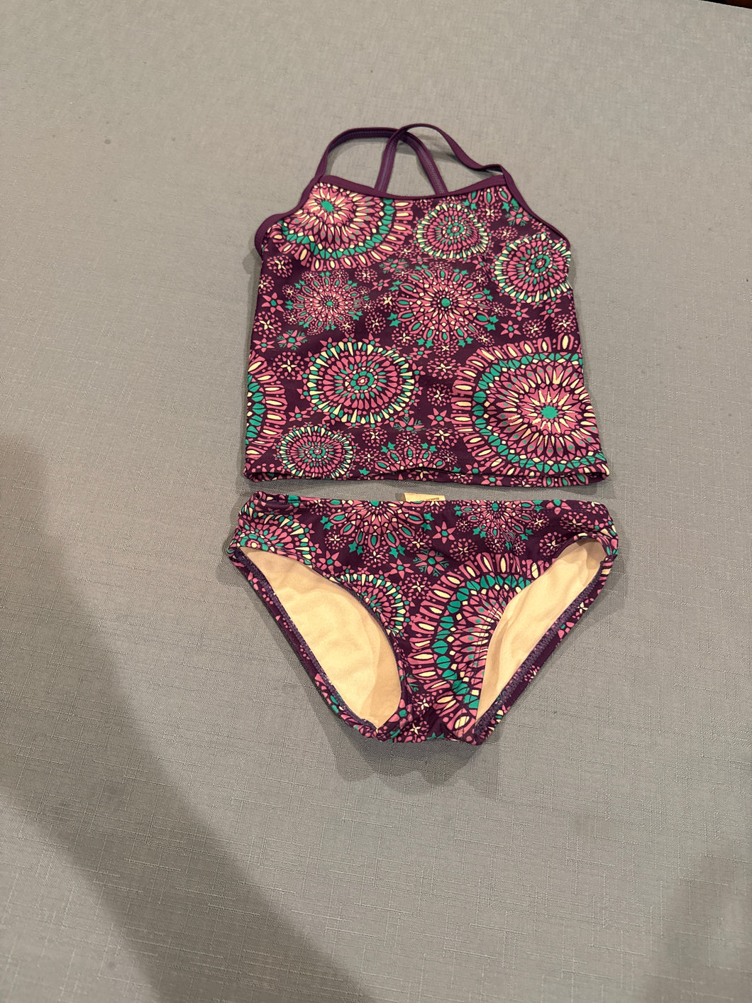Purple Print 2pc Tankini Swim Suit - size 5/5T