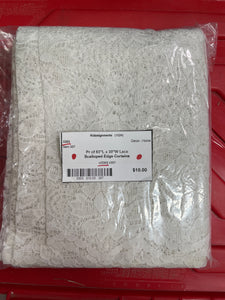 Pr of 63L x 30W Lace Scalloped Edge Curtains