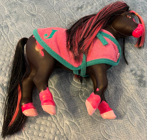 Breyer Blk Horse w Pink Shoes & Blk/Pnk Mane