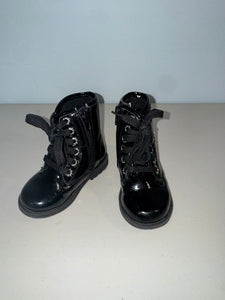 Rachel Shoes Black Shiny Floral Boots - size Shoes: Toddler Size 6