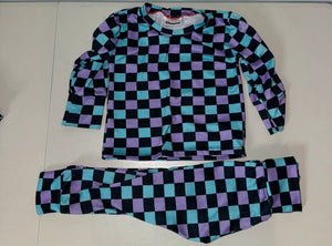 Purple/Teal Checkered PJ Handmade Boutique 12-18m - size 12 months