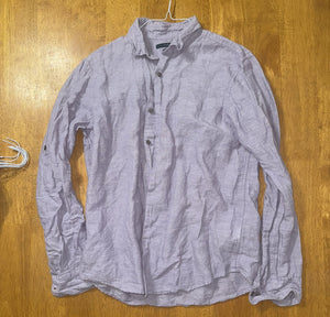 Perry Ellis Dress Shirt Linen Blend Purple/Gray - size Medium