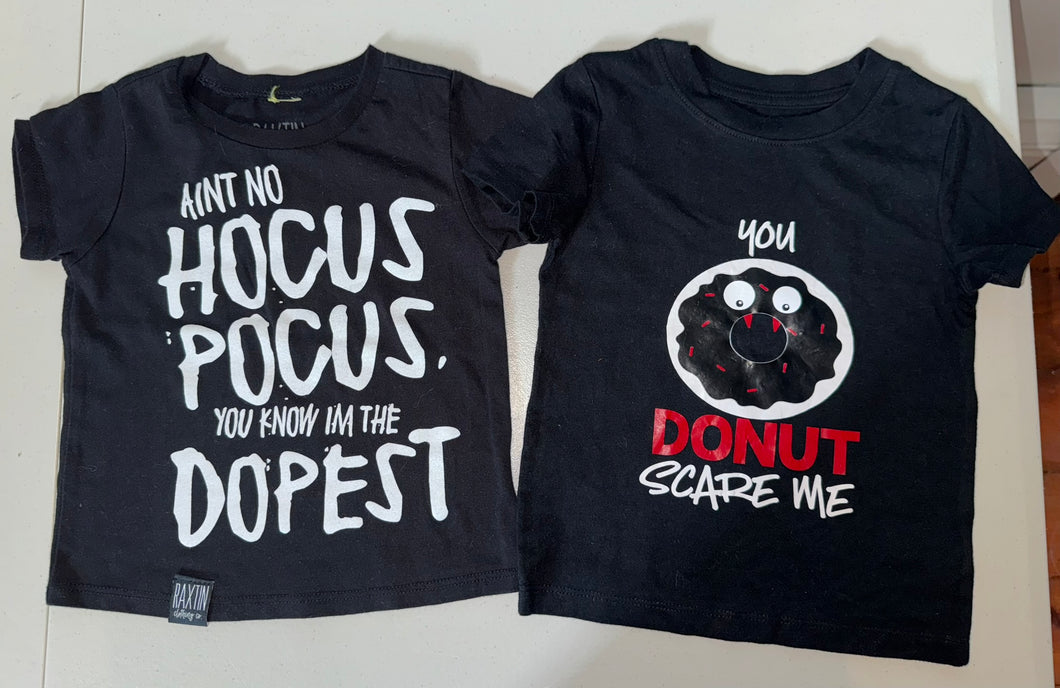 2 Shirts Donut Scare The Dopest - size 18 months