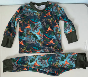 Dino PJ Set Handmade Boutique 18-24 - size 18 months