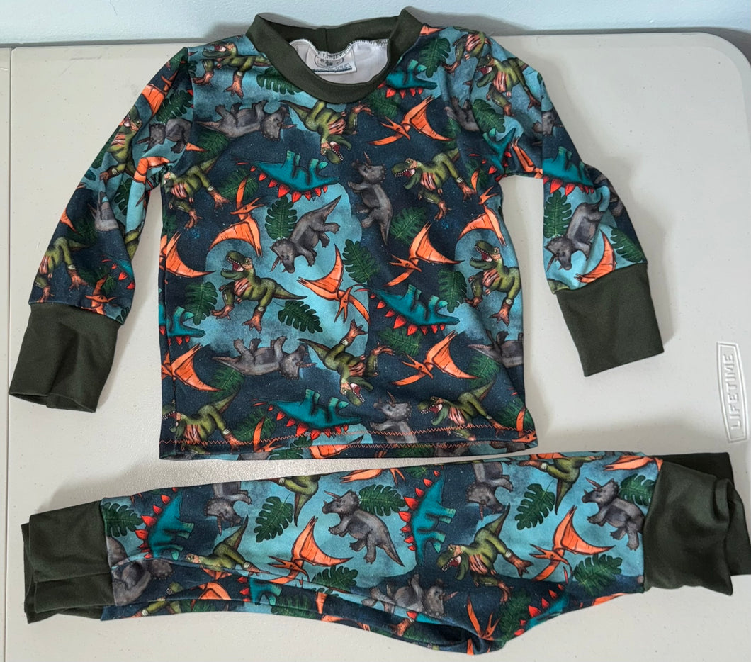 Dino PJ Set Handmade Boutique 18-24 - size 18 months
