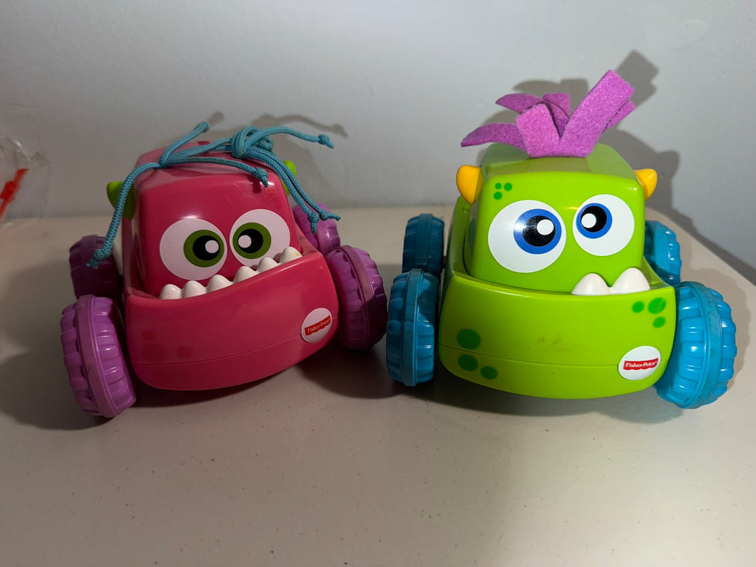 Fisher Price Push and Go Monster Car set of 2