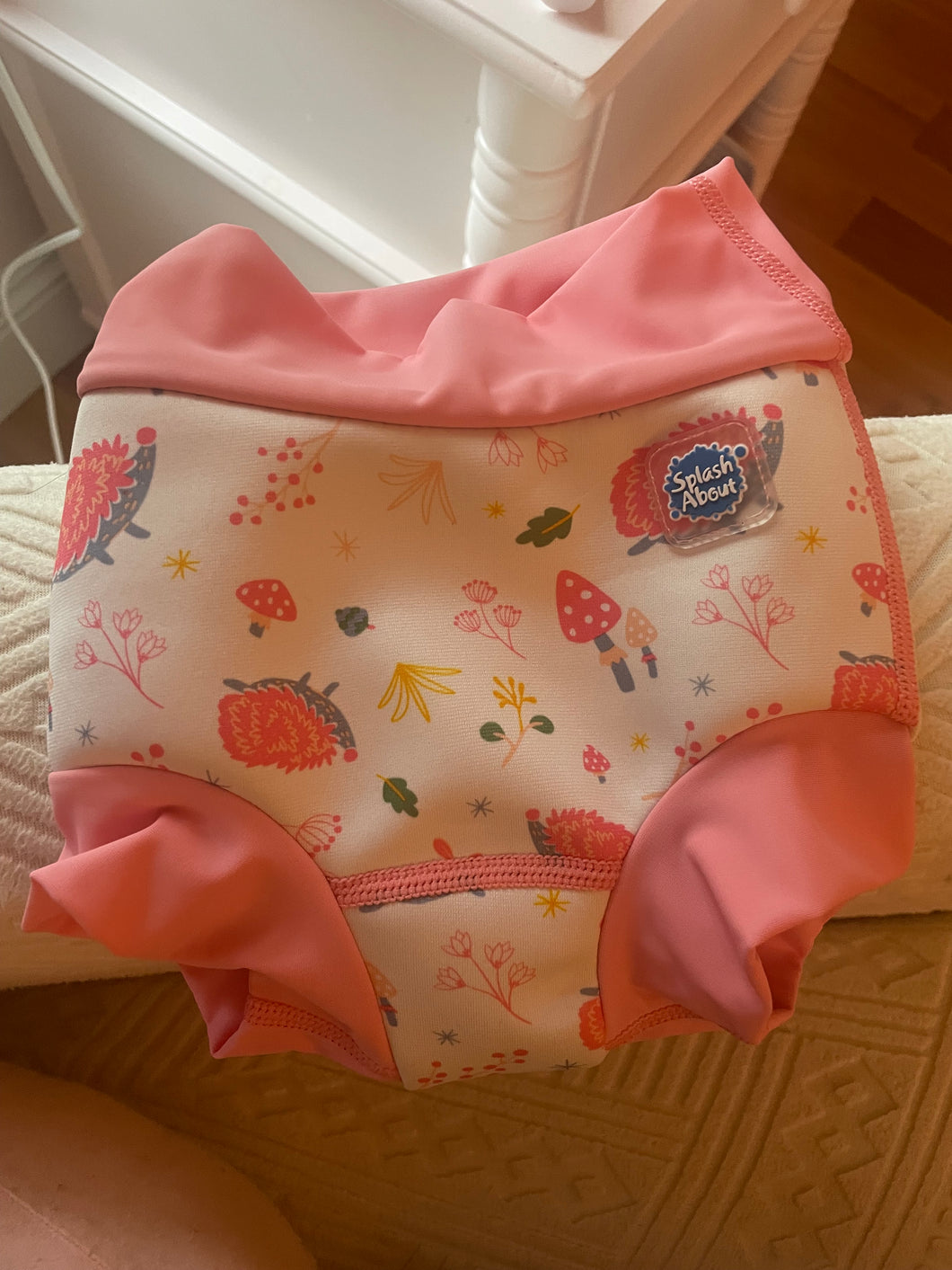 New reusable swim diaper Washed never used, pink - size 6 Months