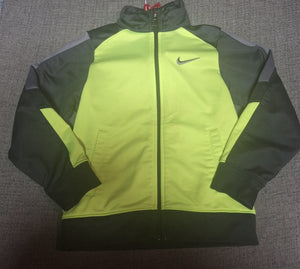 NIKE JACKET GREY NEON GREEN ZIPPER JACKET - size 6