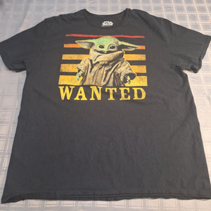 STAR WARS BABY YODA BLACK WANTED TSHIRT - size X-Large