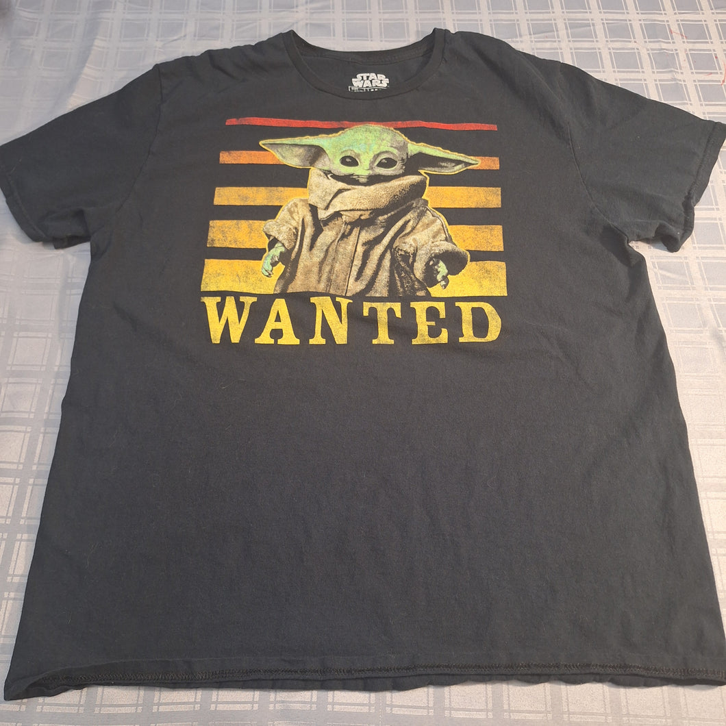 STAR WARS BABY YODA BLACK WANTED TSHIRT - size X-Large