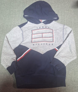 TOMMY HILFIGER HOODIE GREY NAVY BLUE 6 - size 6