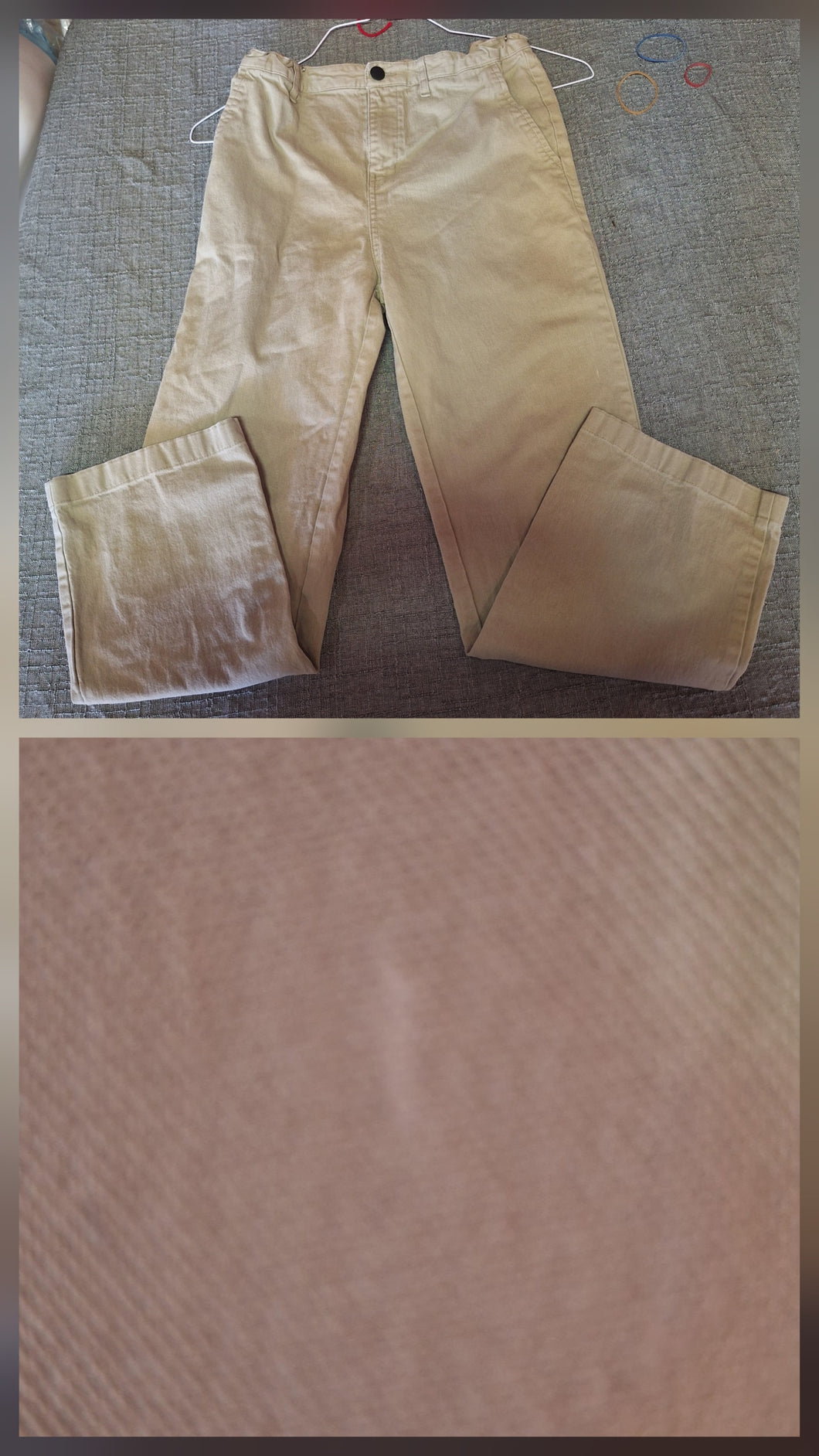 KHAKI DRESS PANTS VERY SMALL WHITE MARK - size 18