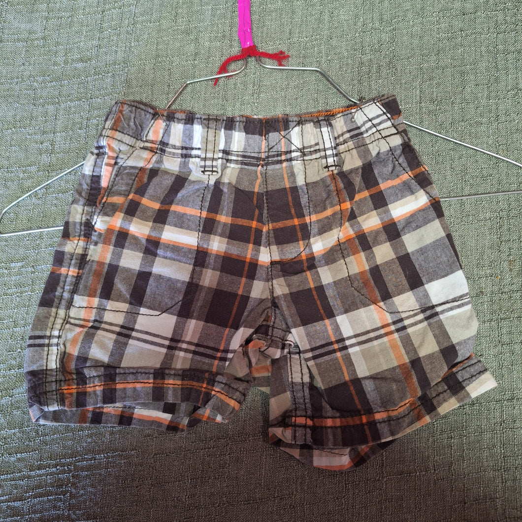 CARTERS BROWN ORANGE SHORTS - size 12 months