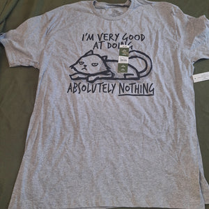 NWT CAT IM VERY GOOD AT DOING NOTHING GREY TEE - size X-Large