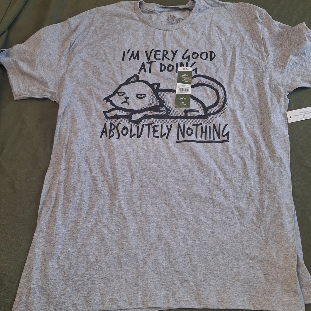 NWT CAT IM VERY GOOD AT DOING NOTHING GREY TEE - size X-Large
