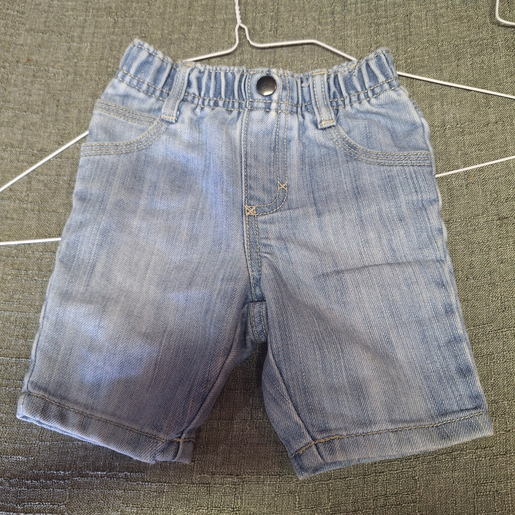 GYMBOREE LIGHT DENIM PULL UP SHORTS - size 6 Months