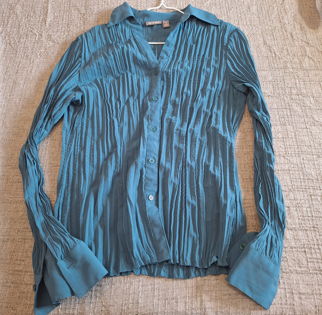 APT. 9 STRETCH BUTTON DOWN DARK TEAL SHIRT - size Medium