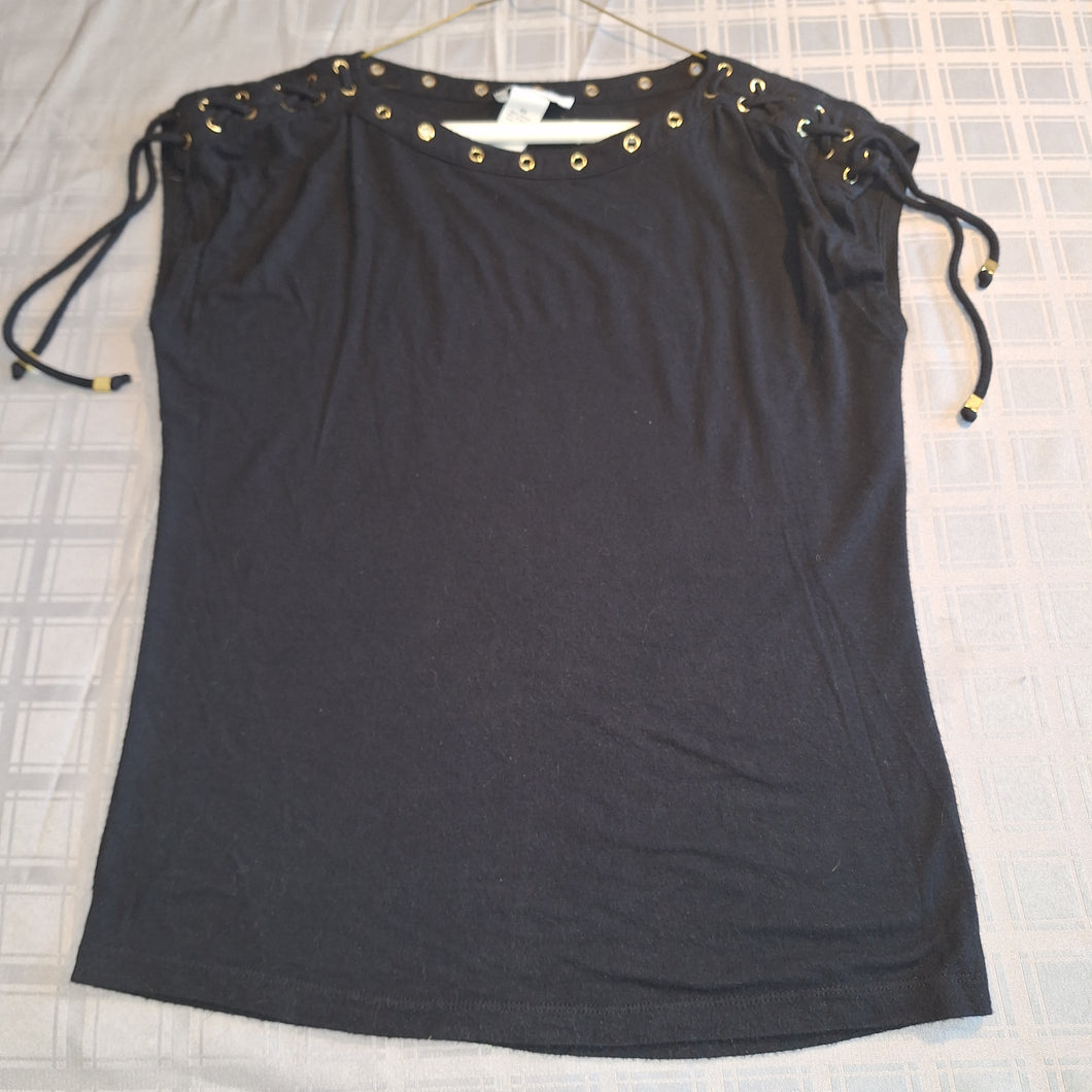 CARMEN BLACK SHIRT GOLD EMBELLISHMENTS - size X-Small