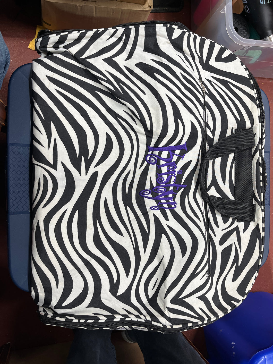 Zebra Print Garment Travel Bag w Pockets