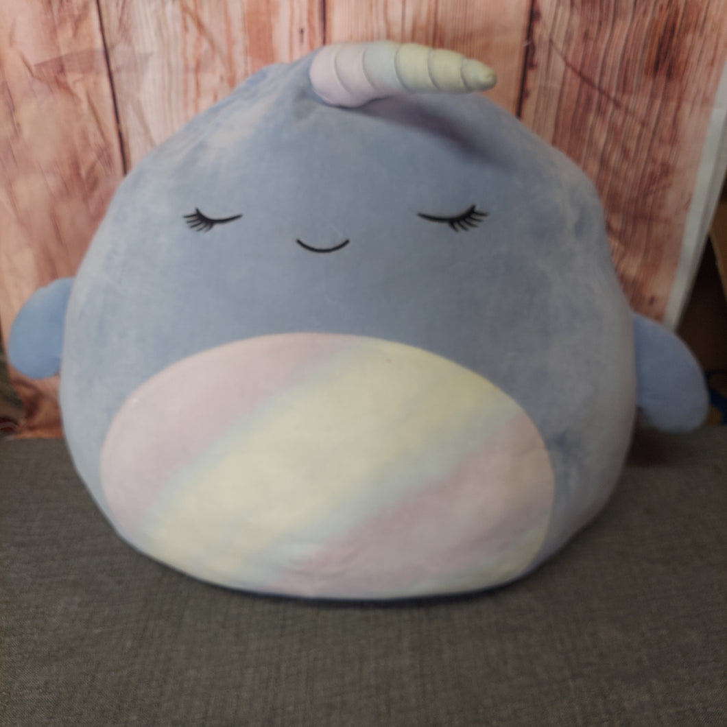 SQUISHMALLOW 16  BLUE SLEEPING NARWHAL - size .Leave Blank