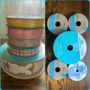 New 5PC Easter ribbon Bunnies plaid pink blue