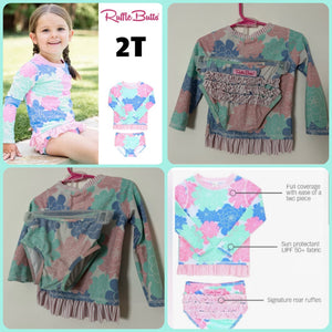 2Pc Ruffle Butts Pastel Pedals UPF 50+ - size 2T