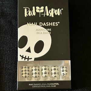 NEW Red Aspen Press On Nail Dashes black white