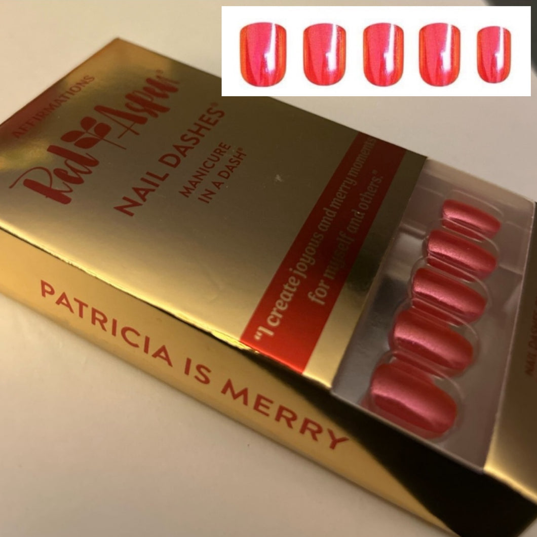 NEW Red Aspen Press On Nail Dashes short square