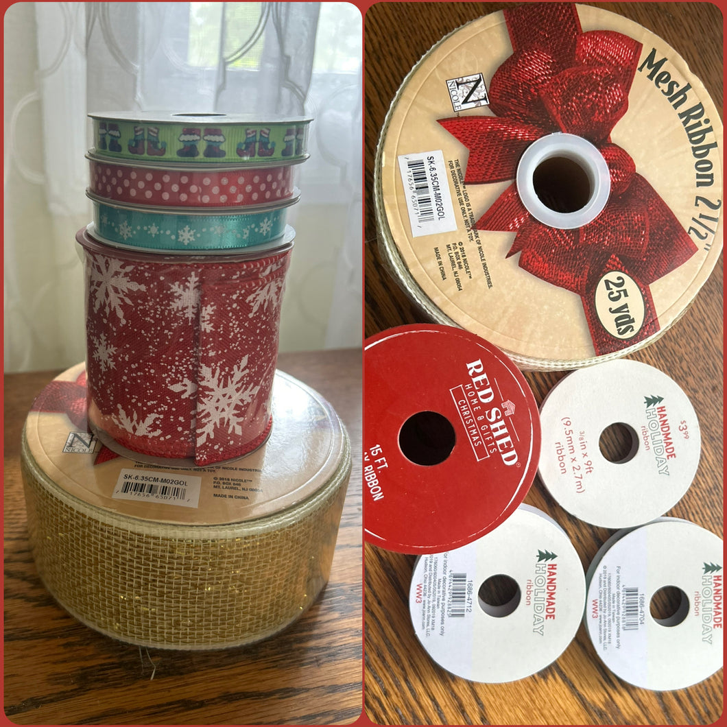 5PC new Christmas ribbon Holidays elf winter