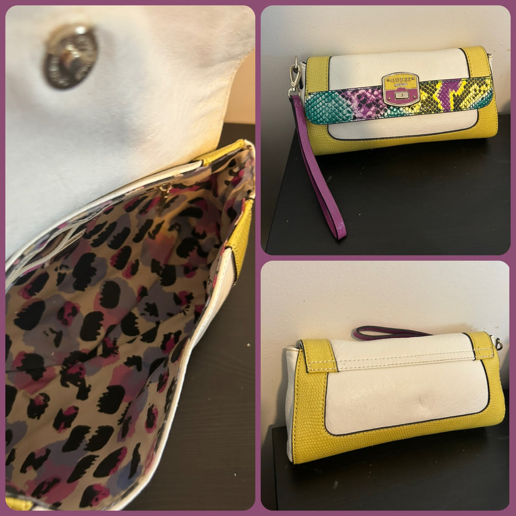 Guess wristlet Purple yellow blue white