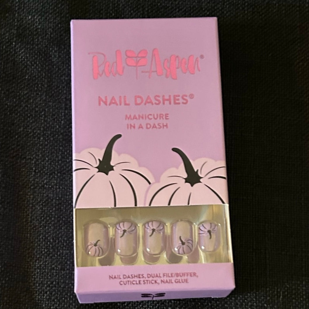 NEW Red Aspen Press On Nail Dash short square