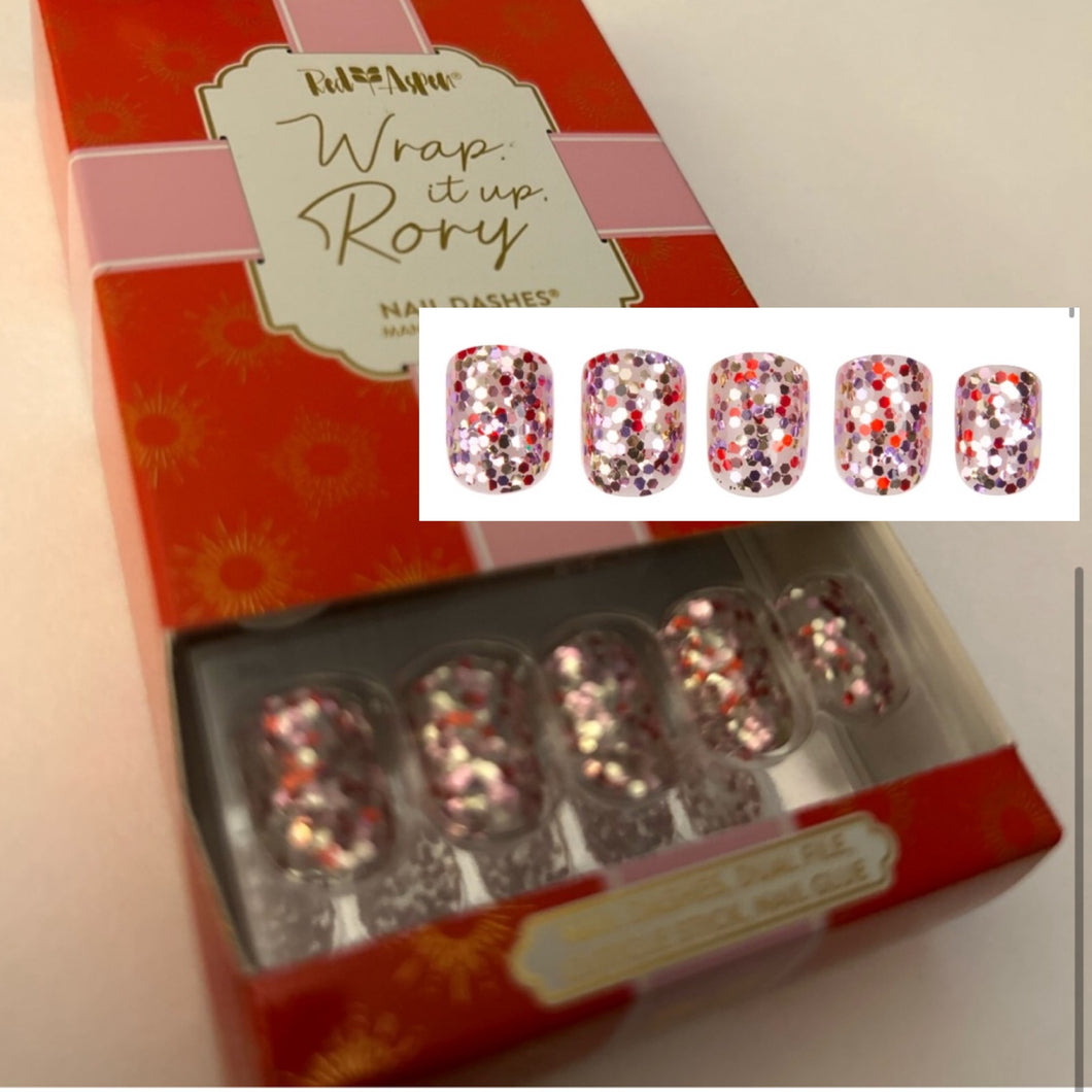 NEW Red Aspen Press On Nail Dash short square