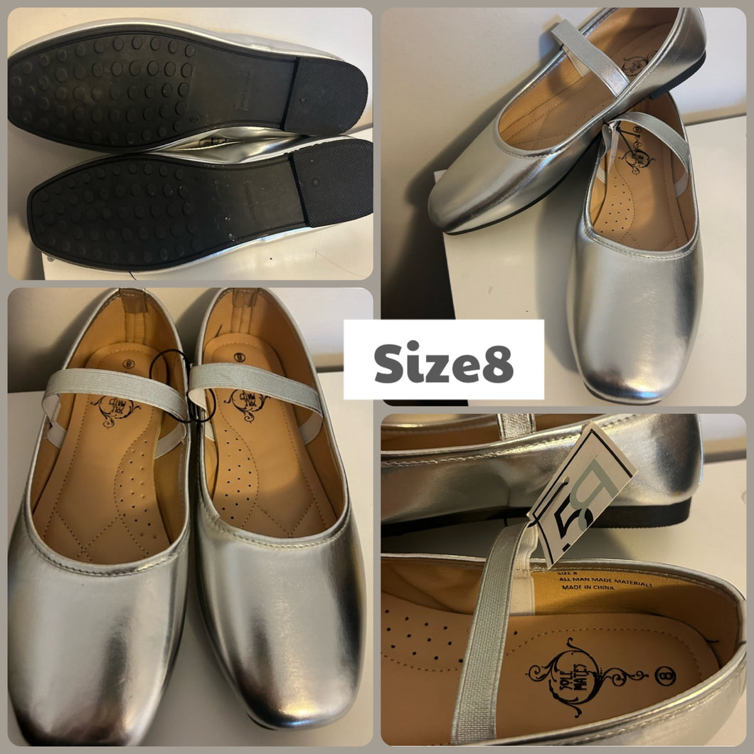 NEW Soulmates silver metallic ballet flats - size Womens shoes: 8