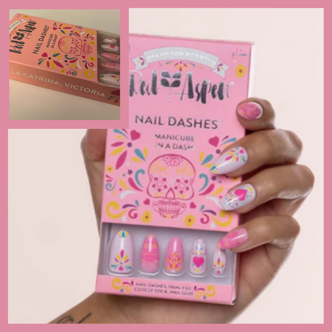 NEW Red Aspen Press On Nail Dash Dia de Muertos