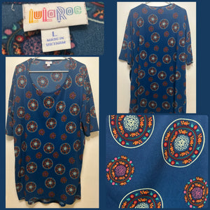LULAROE Irma tunic Blue orange pink - size Large