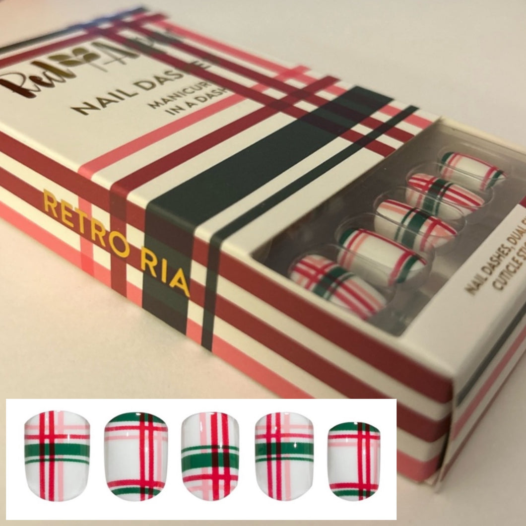 NEW Red Aspen Press On Nail Dashes short square