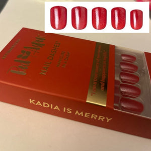 NEW Red Aspen Press On Nail Dashes short square