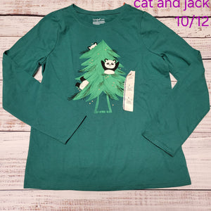 new - cat and jack l/s panda shirt - size 10