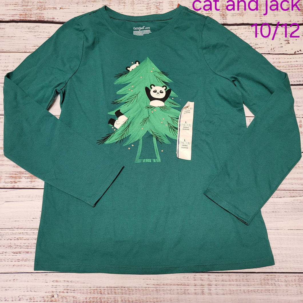 new - cat and jack l/s panda shirt - size 10