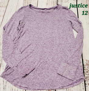 justice purple l/s shirt - size 12