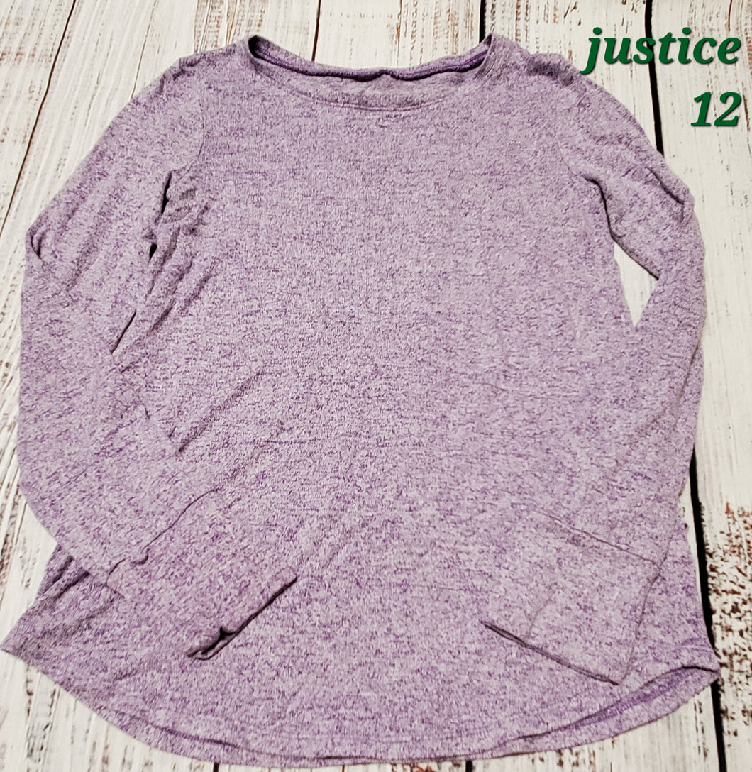 justice purple l/s shirt - size 12