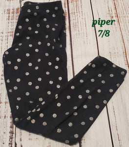 piper leggings black and silver dots - size 7