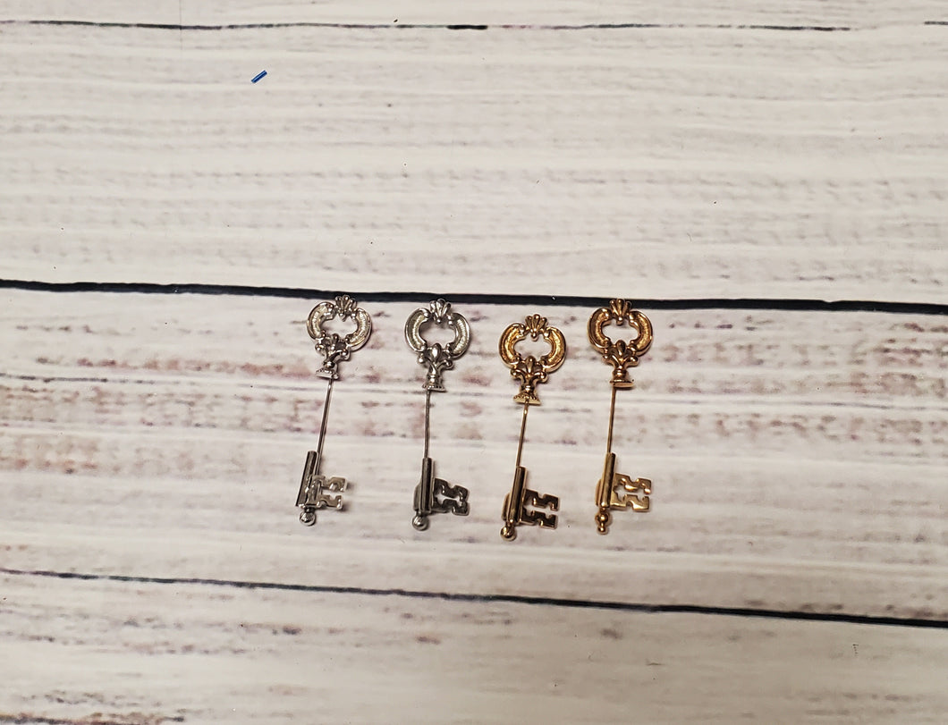 4 avon hat pins silver/gold - keys