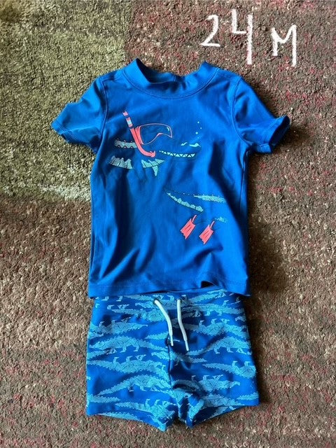 Alligator Bathing Suit Carters (w/ rash guard) - size 24 months/2T