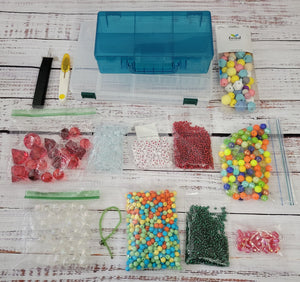 beads, 2 cases and tools