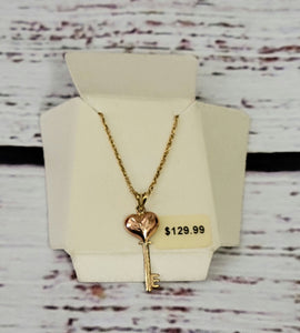 new - 14k necklace key